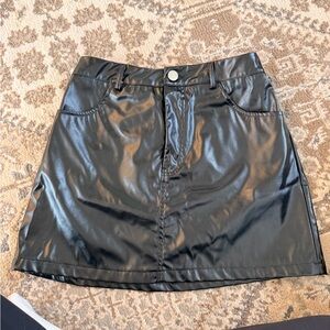 Black Faux Leather Skirt